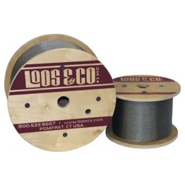 Loos & Co. Inc. Wire Rope, 302/304 Stainless Steel, Bare, 7x19, 1/8", 1,760 lbs Breaking Strength - 1438829