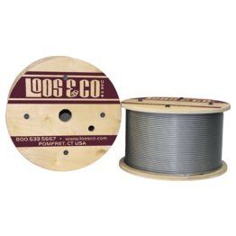 Loos & Co. Inc. Wire Rope, Steel, Vinyl Coated, 7x19, 3/8", 14,400 lbs Breaking Strength - 1438836