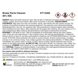 Kent® Transfer Label for KT14282 Brake Cleaner - 1564506