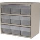 Super Modular Cabinet, Textured Putty, 9 Clear Drawers